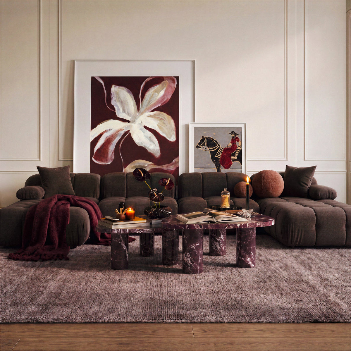 Calliope 6-piece Performance Modular U-Sectional - Dark Brown