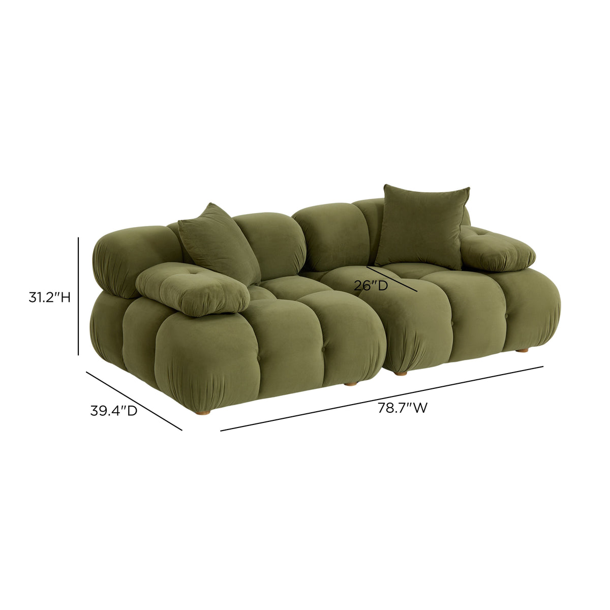 Calliope 79" Modular Loveseat - Olive Green