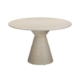 Fern 47" Beige Textured Faux Plaster Concrete Indoor / Outdoor Round Dining Table