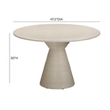 Fern 47" Beige Textured Faux Plaster Concrete Indoor / Outdoor Round Dining Table