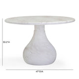 Smooch 47" Concrete Indoor/Outdoor Round Dining Table - White Marble