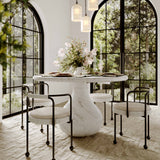 Smooch 47" Concrete Indoor/Outdoor Round Dining Table - White Marble