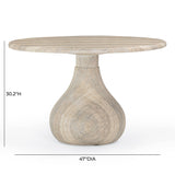 Smooch 47" Concrete Indoor/Outdoor Round Dining Table - Travertine