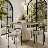 Smooch 47" Concrete Indoor/Outdoor Round Dining Table - Travertine