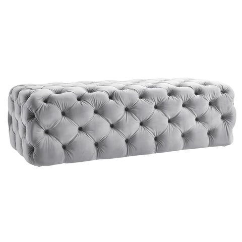 Kaylee 49" Performance Velvet Tufted Jumbo Ottoman - Grey