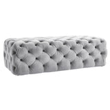 Kaylee 49" Performance Velvet Tufted Jumbo Ottoman - Grey