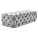 Kaylee 49" Performance Velvet Tufted Jumbo Ottoman - Grey