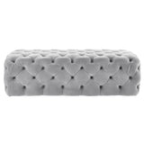 Kaylee 49" Performance Velvet Tufted Jumbo Ottoman - Grey
