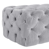 Kaylee 49" Performance Velvet Tufted Jumbo Ottoman - Grey