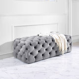 Kaylee 49" Performance Velvet Tufted Jumbo Ottoman - Grey