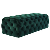 Kaylee 49" Performance Velvet Tufted Jumbo Ottoman - Green