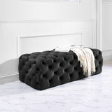 Kaylee 49" Performance Velvet Tufted Jumbo Ottoman - Black