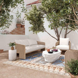 Alexa 80" Rattan Performance Fabric Outdoor Sofa - Cream/Natural