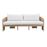 Alexa 80" Rattan Performance Fabric Outdoor Sofa - Cream/Natural