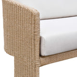 Alexa 80" Rattan Performance Fabric Outdoor Sofa - Cream/Natural