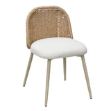 Alexa Rattan Performance Fabric Dining Chair - Cream/Natural