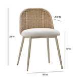 Alexa Rattan Performance Fabric Dining Chair - Cream/Natural