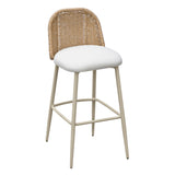 Alexa Performance Fabric Outdoor Stool - Cream/Natural / Bar Height