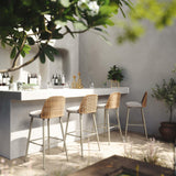 Alexa Performance Fabric Outdoor Stool - Cream/Natural / Bar Height