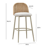 Alexa Performance Fabric Outdoor Stool - Cream/Natural / Bar Height