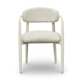 Annika Textured Contract-Grade Fabric Outdoor Dining Arm Chair - Cream