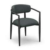 Annika Textured Contract-Grade Fabric Outdoor Dining Arm Chair - Black