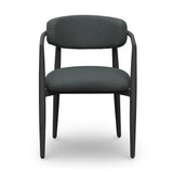 Annika Textured Contract-Grade Fabric Outdoor Dining Arm Chair - Black