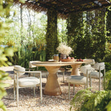 Annika Textured Contract-Grade Fabric Outdoor Dining Side Chair - Cream