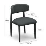 Annika Textured Contract-Grade Fabric Outdoor Dining Side Chair - Black