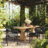 Annika Textured Contract-Grade Fabric Outdoor Dining Arm Chair - Black