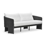 Alexa 80" Rattan Performance Fabric Outdoor Sofa - Black/Cream