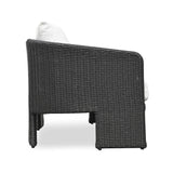 Alexa 80" Rattan Performance Fabric Outdoor Sofa - Black/Cream