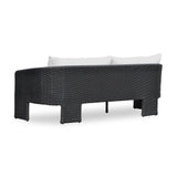 Alexa 80" Rattan Performance Fabric Outdoor Sofa - Black/Cream