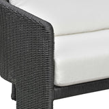 Alexa 80" Rattan Performance Fabric Outdoor Sofa - Black/Cream