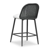 Alexa Performance Fabric Outdoor Stool - Black/Cream / Counter Height