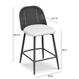 Alexa Performance Fabric Outdoor Stool - Black/Cream / Counter Height