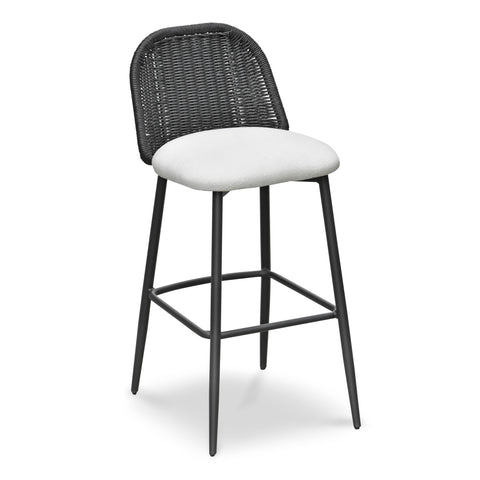 Alexa Performance Fabric Outdoor Stool - Black/Cream / Bar Height