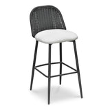 Alexa Performance Fabric Outdoor Stool - Black/Cream / Bar Height