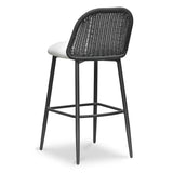 Alexa Performance Fabric Outdoor Stool - Black/Cream / Bar Height