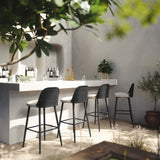 Alexa Performance Fabric Outdoor Stool - Black/Cream / Counter Height