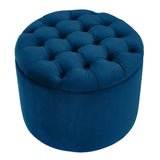 Queen Performance Velvet Round Storage Ottoman - Navy