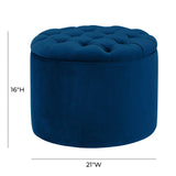 Queen Performance Velvet Round Storage Ottoman - Navy