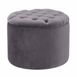 Queen Performance Velvet Round Storage Ottoman - Grey