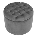 Queen Performance Velvet Round Storage Ottoman - Grey