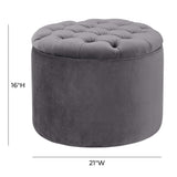 Queen Performance Velvet Round Storage Ottoman - Grey
