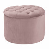 Queen Performance Velvet Round Storage Ottoman - Mauve
