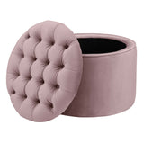 Queen Performance Velvet Round Storage Ottoman - Mauve