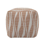 Ember Natural and Cream Woven Pouf