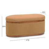 Olivier 41" Boucle Oval Storage Ottoman - Peach