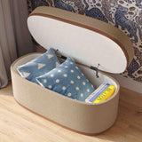 Olivier 41" Boucle Oval Storage Ottoman - Ivory